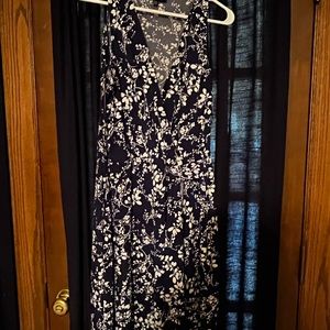 Navy floral faux wrap dress